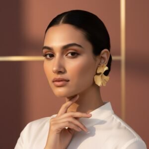 Ginkgo Leaf Stud Earrings Statement Earrings · Gold-tone