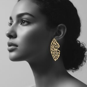 Monarch Wing Stud Earrings Statement Earrings · Gold-tone · Filigree Cut