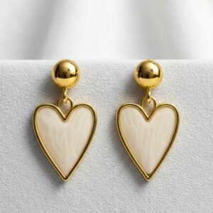 Pearl Heart Gold Drop Earrings Drop Earrings · Gold-tone · Enamel Heart