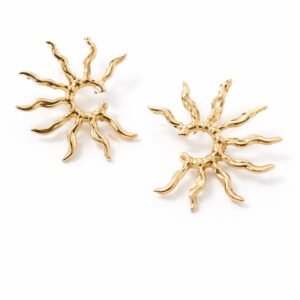 Solar Ray Stud Earrings Statement Studs · Gold-tone · Sun Motif